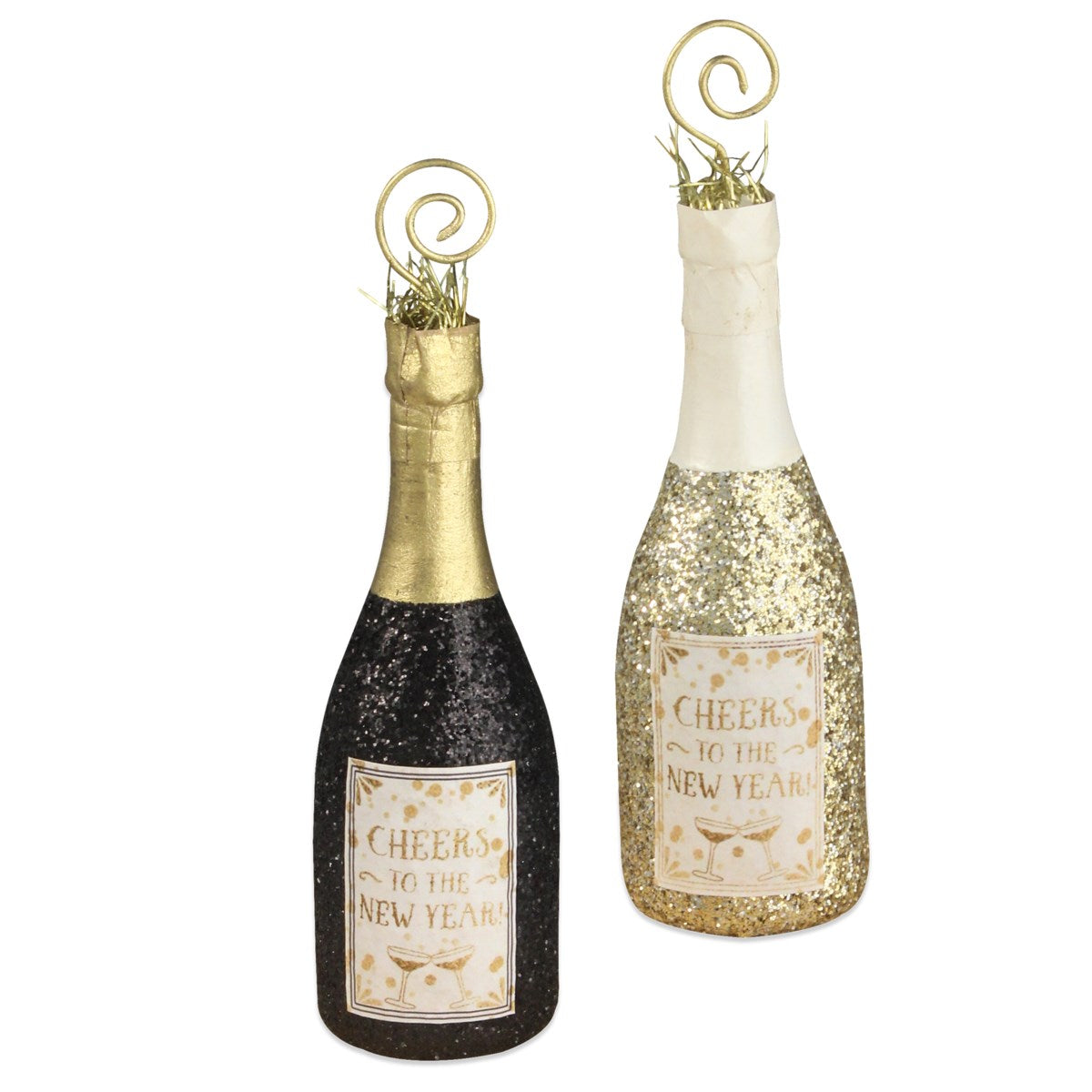 Bethany Lowe - Champagne Bottle Place Card Holder (Black or Gold