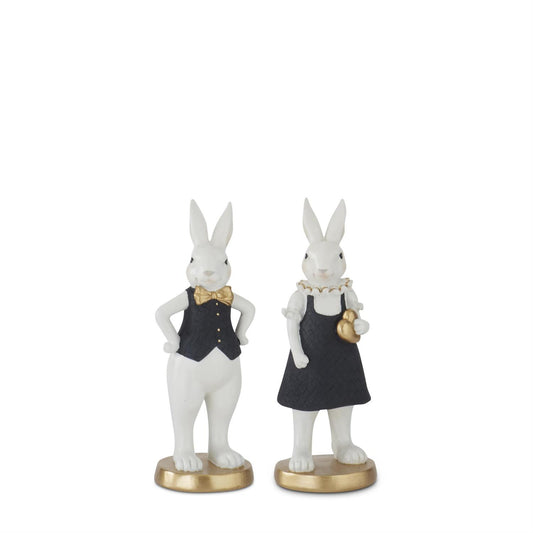 8 INCH BLACK & GOLD RESIN EASTER BUNNIES (Two styles to choose from)