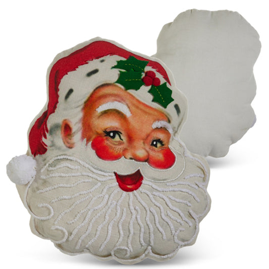 RAZ 15" Vintage Inspired Santa Face Cut Out Christmas Pillow