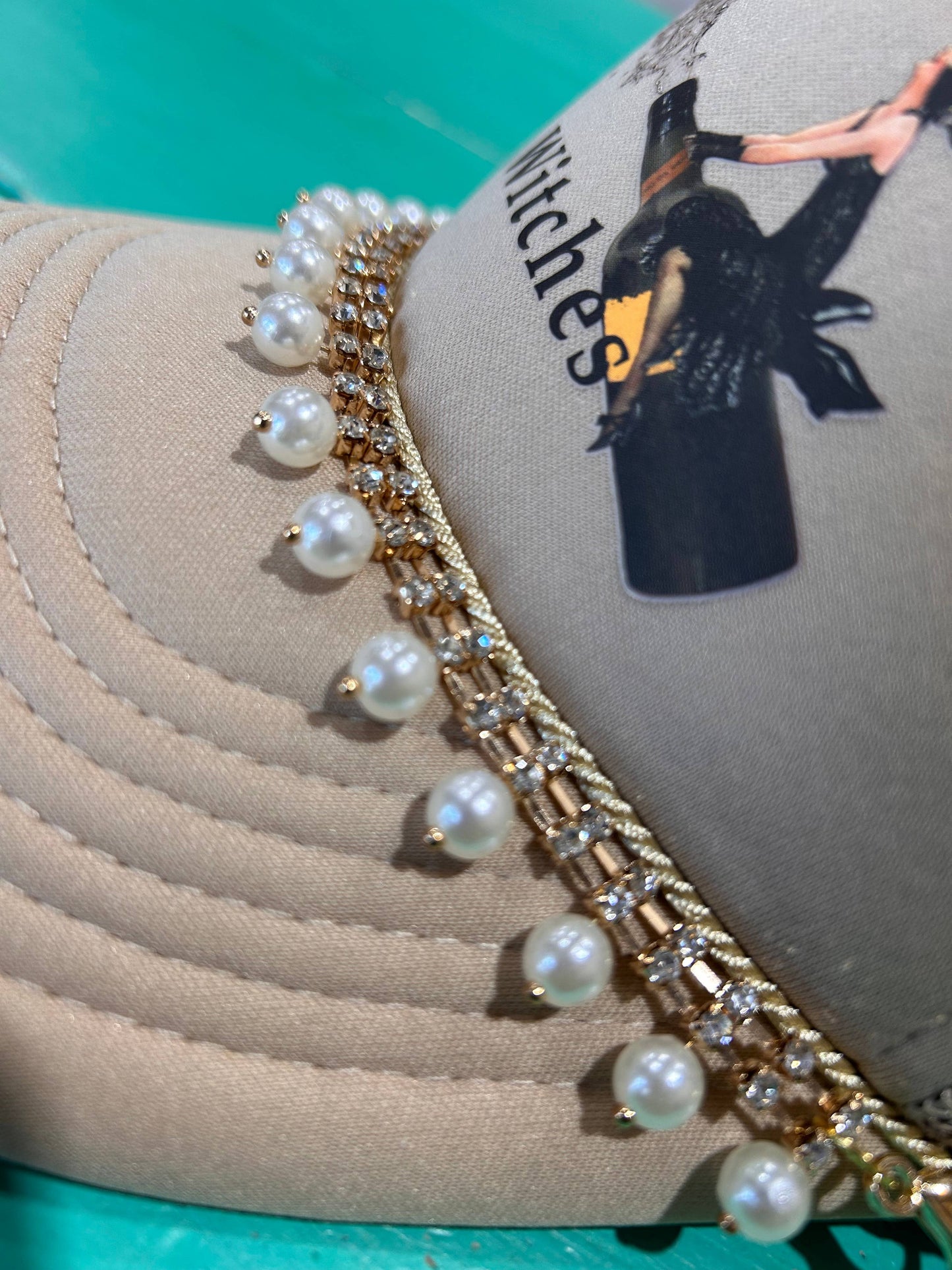 Rhinestone Pearl Trucker Hat Chain