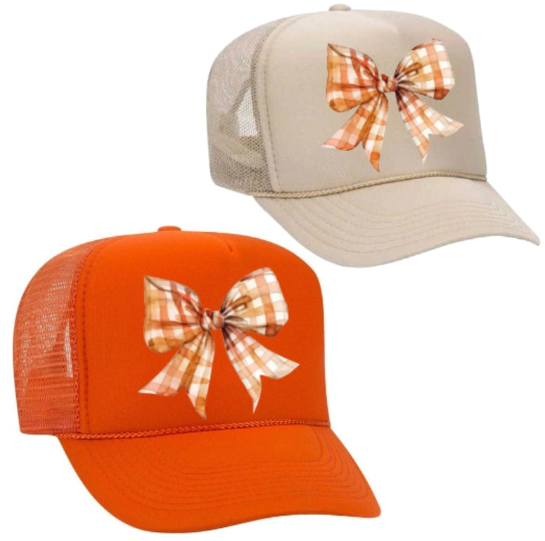 Coquette Bow Trucker Hat (Tan)