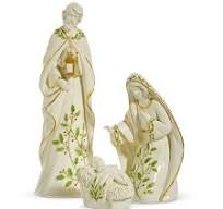 RAZ 10" Holly Trim Holy Family - Set of 3