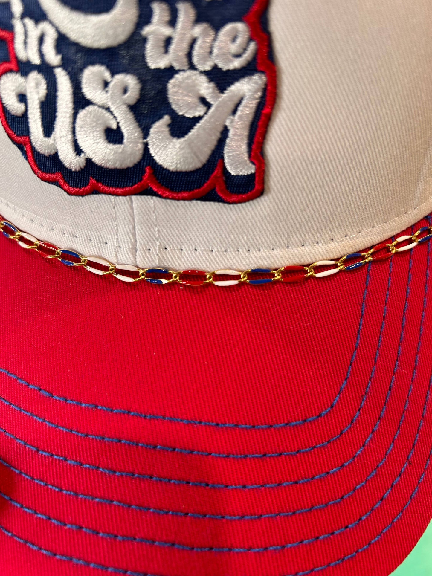 Red, White, & Blue Color Dipped Trucker Chain