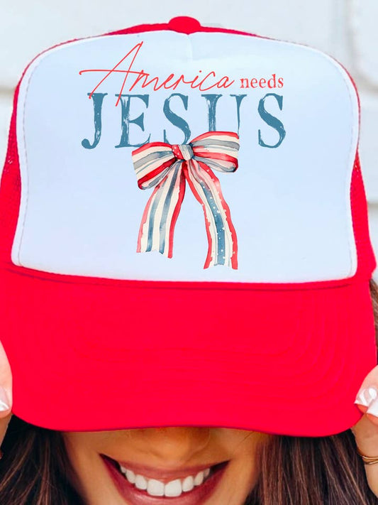 America Needs Jesus Coquette Trucker Hat