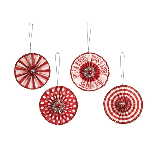 Bethany Lowe - Valentine Rosette Ornament Set of 4