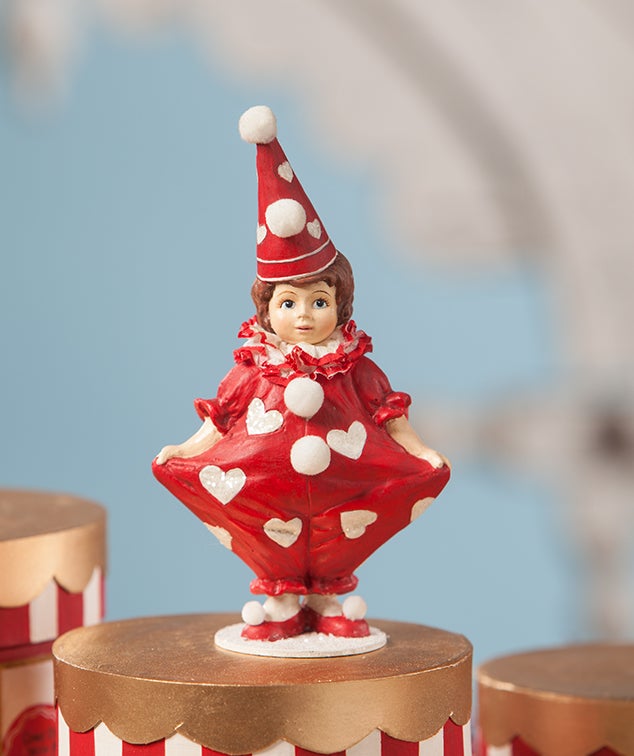 Bethany Lowe - Valentine Clown Girl Figurine