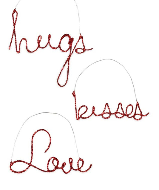 Bethany Lowe - Cursive Valentine Word Ornaments Set of 3