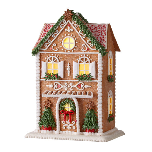 RAZ - 13" GINGERBREAD LIGHTED HOUSE WITH TREES