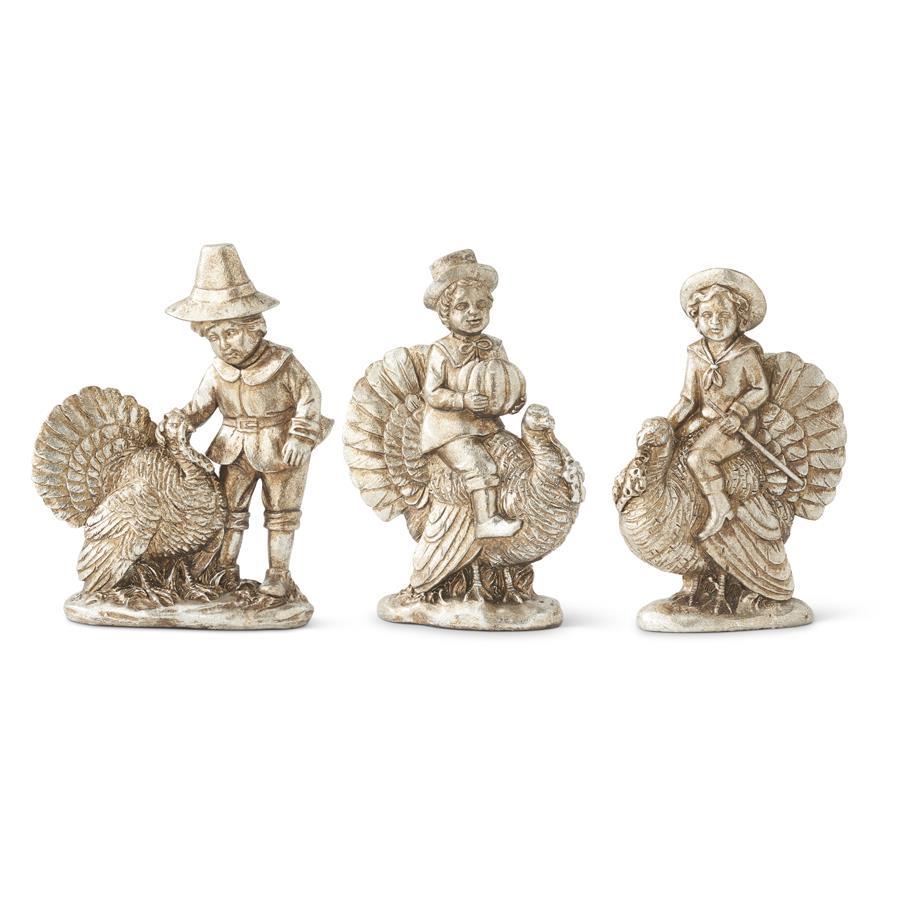 7.25 Inch Antique Silver Children with Turkey