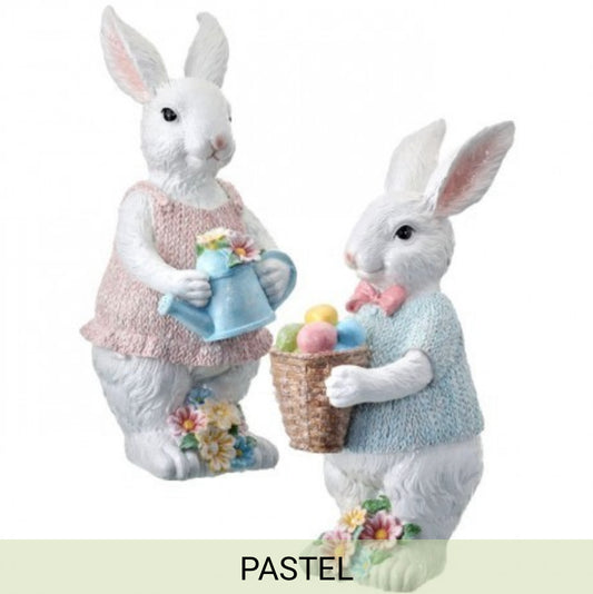 REGENCY RESIN EASTER BUNNY COUPLE 14.5" - Set of 2