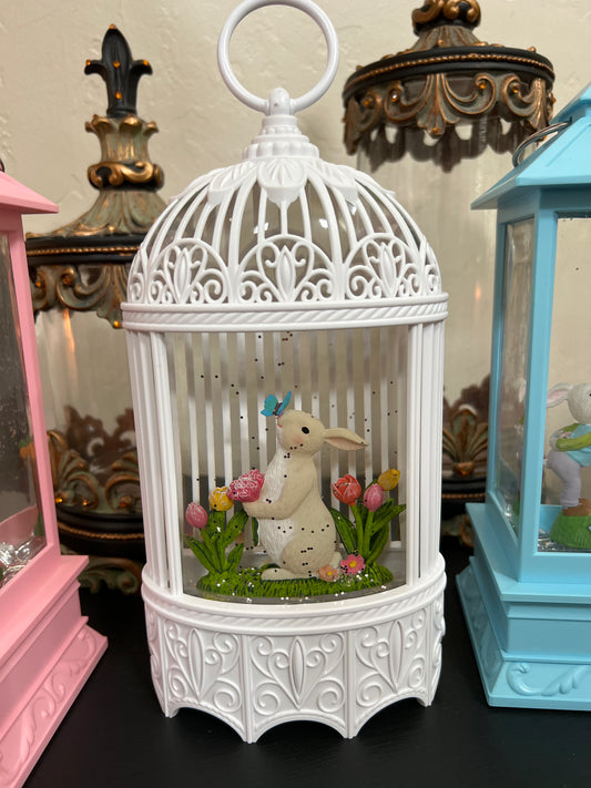 REGENCY BUNNY WATER GLOBE 11IN - WHITE